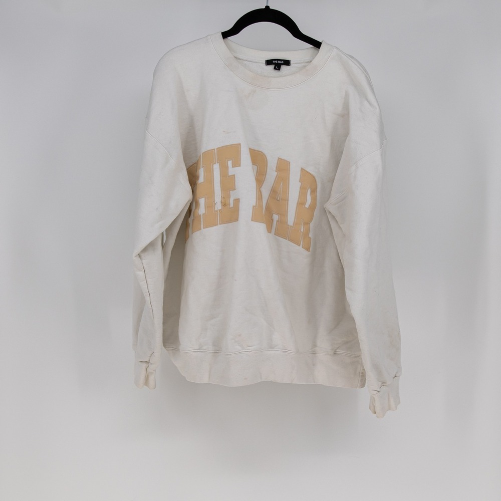 The Bar Women's Cotton Fleece Lined Crew Neck Pullover Sweatshirt Sweater Large